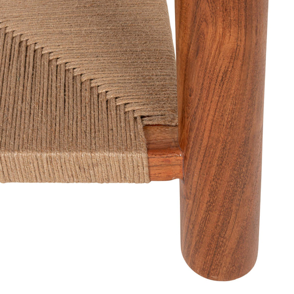 Rowena Interiors Square Acacia and Handwoven Jute Side Table Organic Texture for Boho Living Rooms EC2282