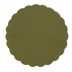 Rowena Interiors Scalloped Fluted Metal Drum Side Table Artisan Sage Finish for Modern Living Spaces EC2283