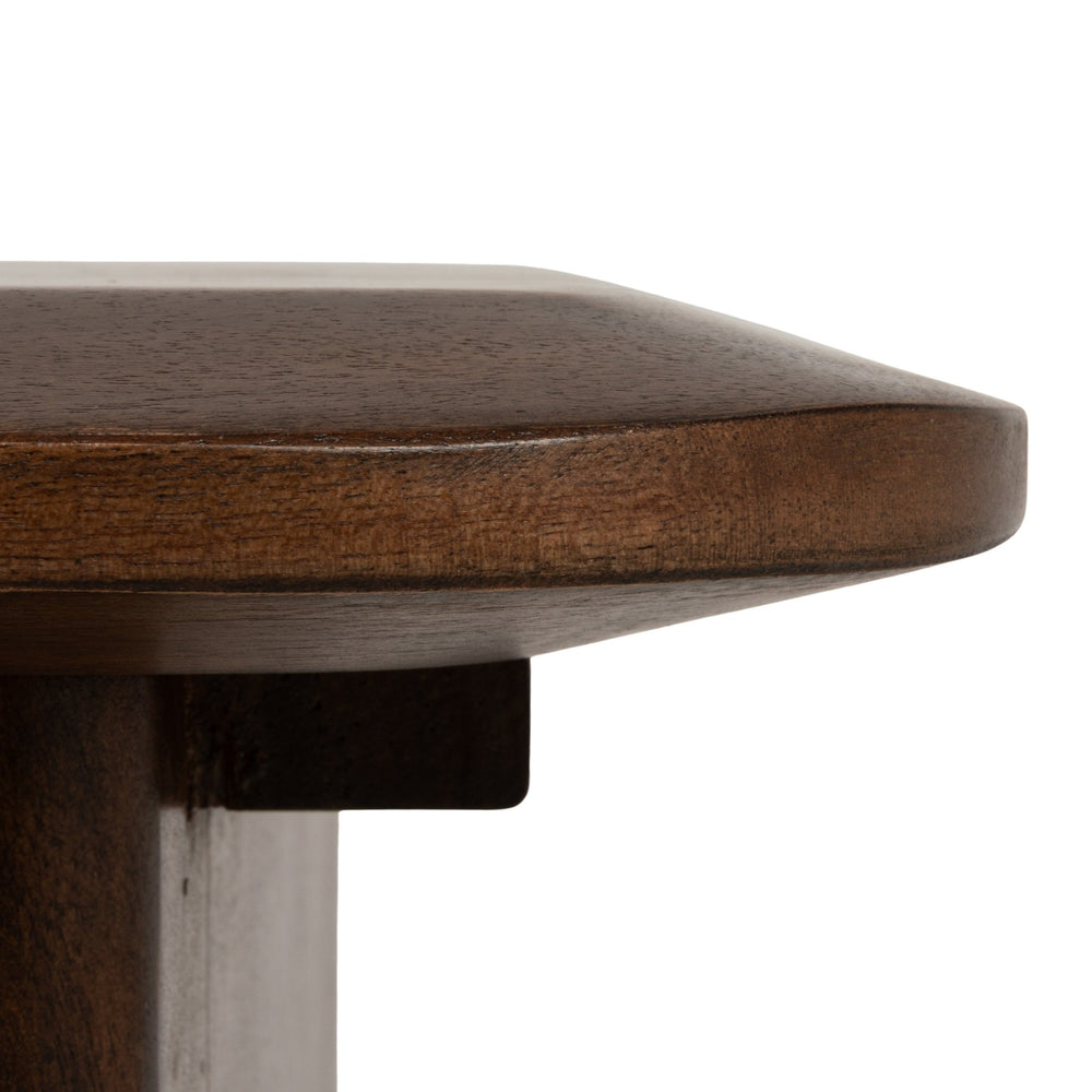 Rowena Interiors Acacia Solid Wood Square End Table with Bench Slab Base for Modern Farmhouse Living EC2284
