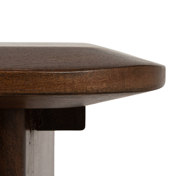 Rowena Interiors Acacia Solid Wood Square End Table with Bench Slab Base for Modern Farmhouse Living EC2284
