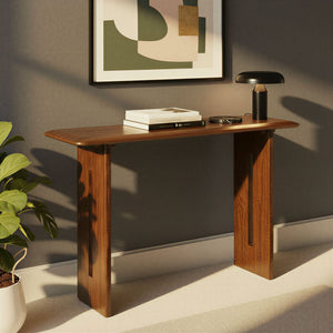 Rowena Interiors Acacia Solid Wood Console Table with Slab Legs Natural Grain Entryway Sofa EC2285