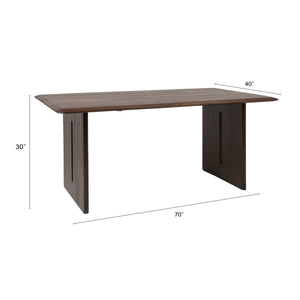 Rowena Interiors Acacia Solid Wood Dining Table Seats Six with Sculptural Slab Leg Base EC2287