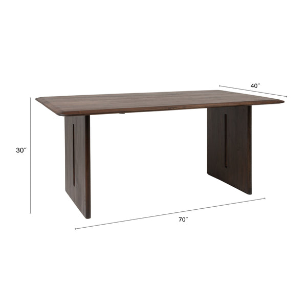 Rowena Interiors Acacia Solid Wood Dining Table Seats Six with Sculptural Slab Leg Base EC2287