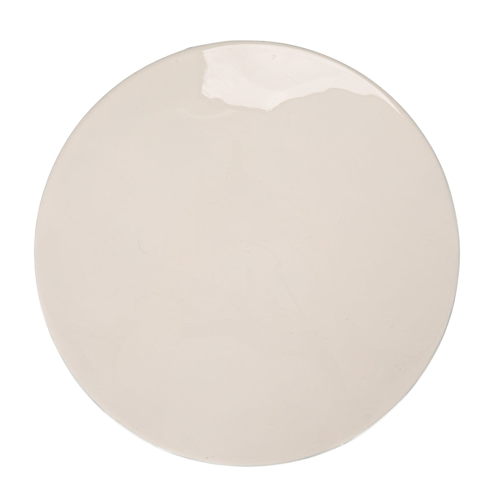Rowena Interiors Round Metal Drum Side Table Glossy White with Navy Pinstripes Artisan Detail EC2288