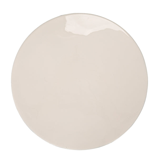 Rowena Interiors Round Metal Drum Side Table Glossy White with Navy Pinstripes Artisan Detail EC2288