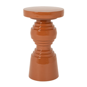 Rowena Interiors Round Lacquered Metal Hourglass Accent Table Sculptural Terracotta Gloss Finish EC2289