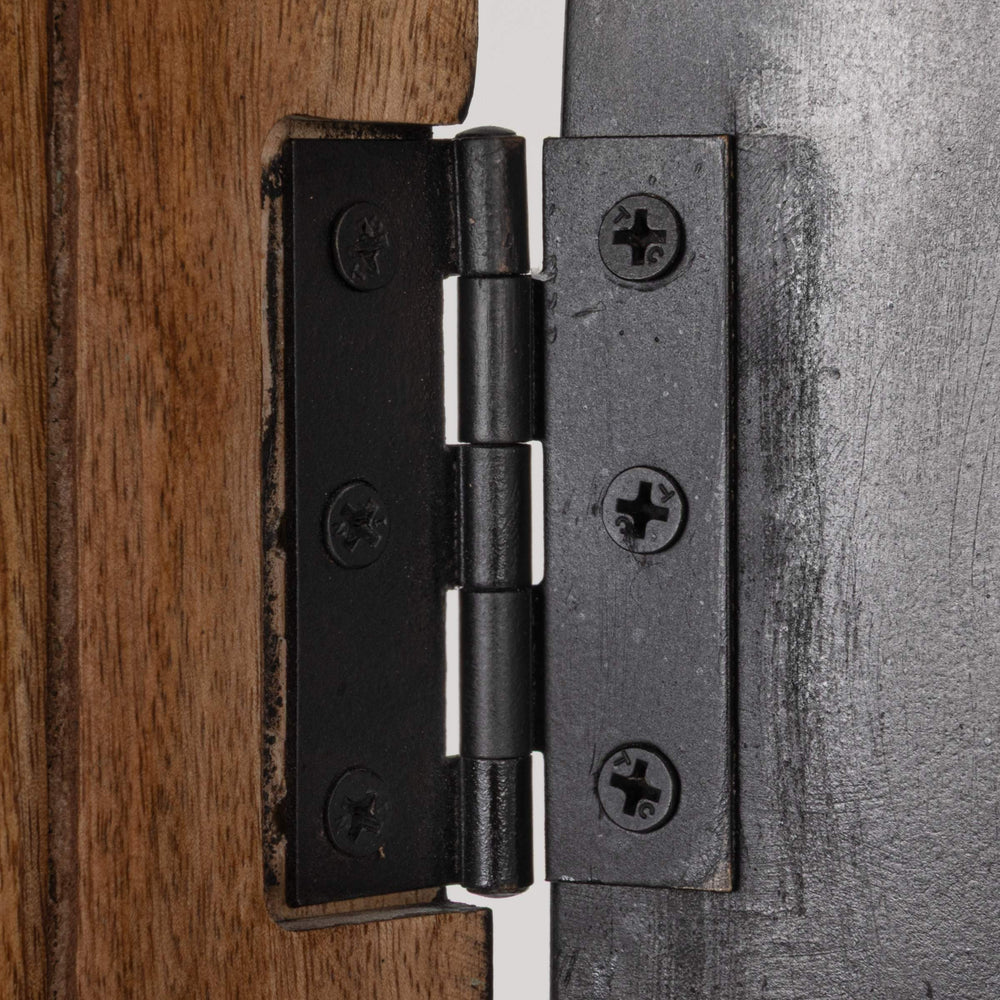 Rowena Interiors Arched Mango Wood Curio Cabinet Matte Black Glass Display Doors Brass Knobs Living Room EC2290