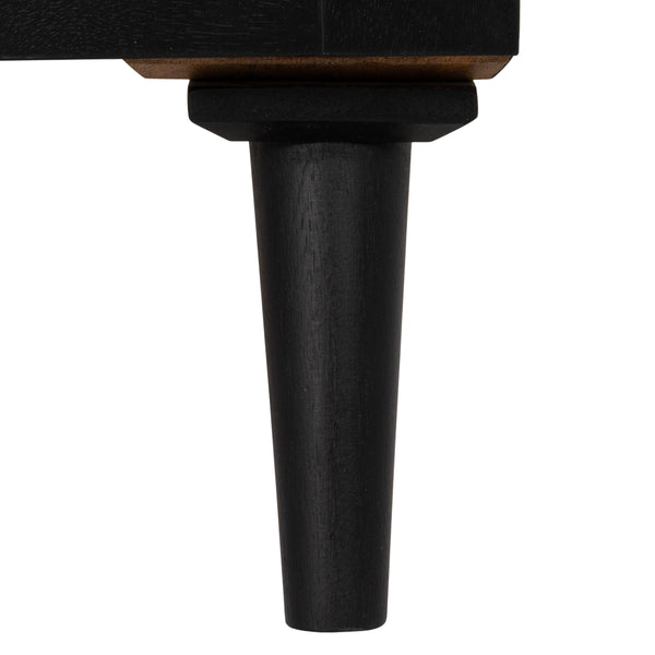 Rowena Interiors Arched Mango Wood Curio Cabinet Matte Black Glass Display Doors Brass Knobs Living Room EC2290