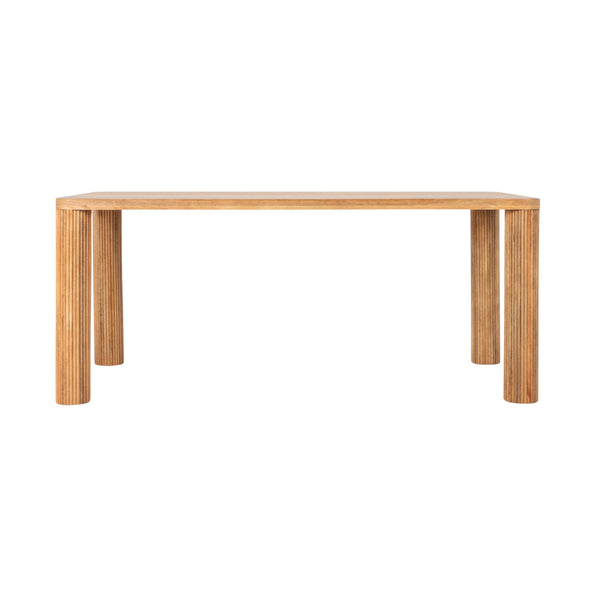 Rowena Interiors Rectangular Solid Mango Wood Dining Table with Fluted Legs Seats Six in Style EC2291