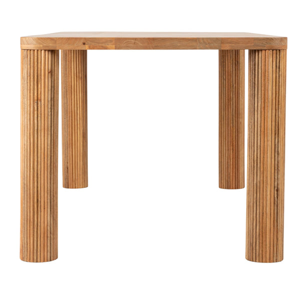 Rowena Interiors Rectangular Solid Mango Wood Dining Table with Fluted Legs Seats Six in Style EC2291