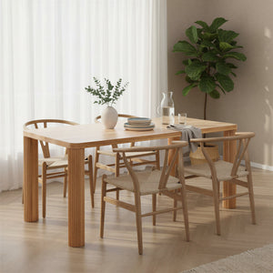 Rowena Interiors Rectangular Solid Mango Wood Dining Table with Fluted Legs Seats Six in Style EC2291