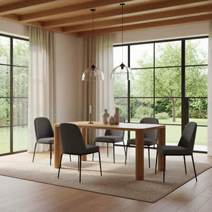 Rowena Interiors Rectangular Solid Mango Wood Dining Table with Fluted Legs Seats Six in Style EC2291