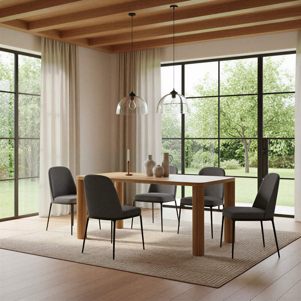Rowena Interiors Rectangular Solid Mango Wood Dining Table with Fluted Legs Seats Six in Style EC2291