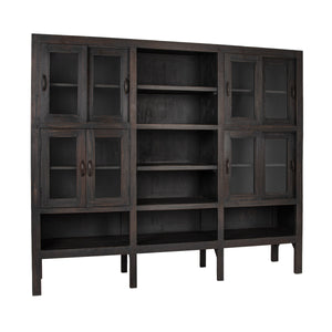 Rowena Interiors Reclaimed Wood Sliding Glass Door Cabinet Tall Narrow Storage for Living Room Loft EC2292