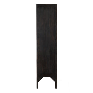 Rowena Interiors Reclaimed Wood Sliding Glass Door Cabinet Tall Narrow Storage for Living Room Loft EC2292