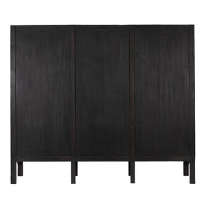 Rowena Interiors Reclaimed Wood Sliding Glass Door Cabinet Tall Narrow Storage for Living Room Loft EC2292