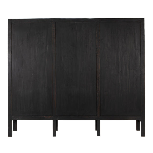 Rowena Interiors Reclaimed Wood Sliding Glass Door Cabinet Tall Narrow Storage for Living Room Loft EC2292