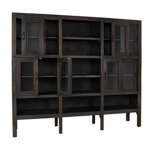Rowena Interiors Reclaimed Wood Sliding Glass Door Cabinet Tall Narrow Storage for Living Room Loft EC2292