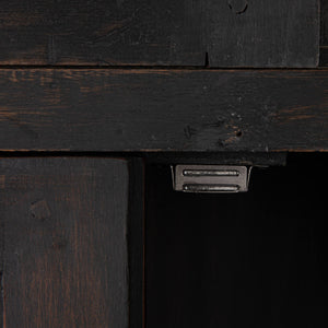 Rowena Interiors Reclaimed Wood Sliding Glass Door Cabinet Tall Narrow Storage for Living Room Loft EC2292