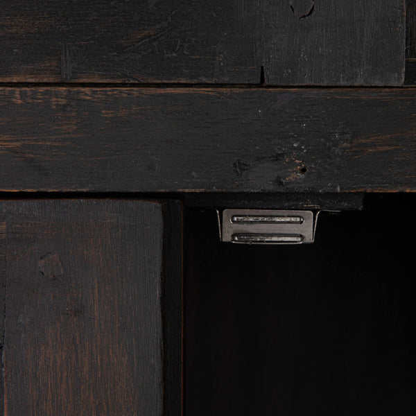Rowena Interiors Reclaimed Wood Sliding Glass Door Cabinet Tall Narrow Storage for Living Room Loft EC2292
