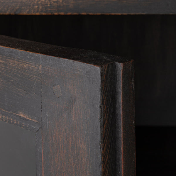 Rowena Interiors Reclaimed Wood Sliding Glass Door Cabinet Tall Narrow Storage for Living Room Loft EC2292