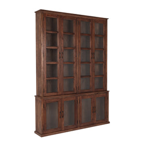 Rowena Interiors Mango Wood Two Piece China Cabinet with Eight Glass Doors for Dining or Living Rooms EC2293MC
