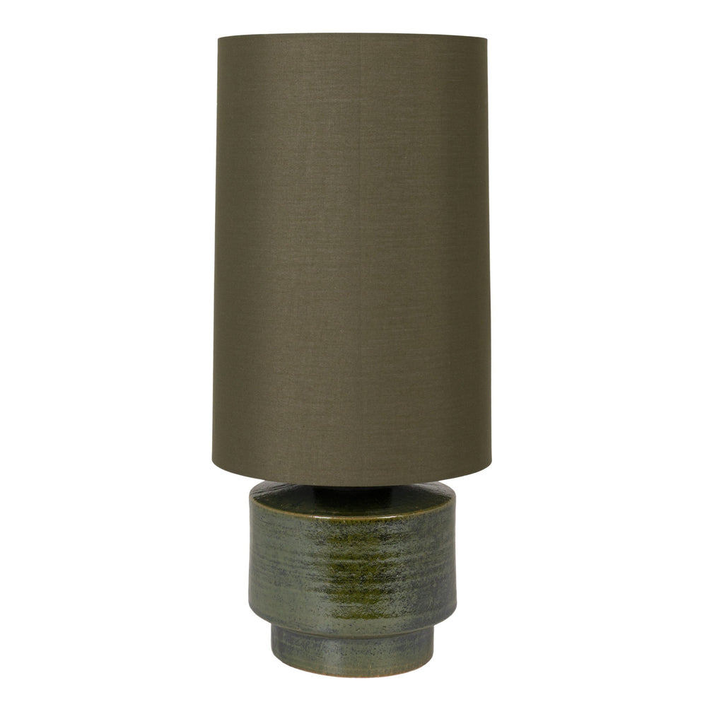 Rowena Interiors 28.75 Inch Handcrafted Stoneware Table Lamp with Linen Drum Shade for Warm Ambient Glow EC2295