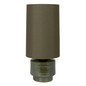 Rowena Interiors 28.75 Inch Handcrafted Stoneware Table Lamp with Linen Drum Shade for Warm Ambient Glow EC2295