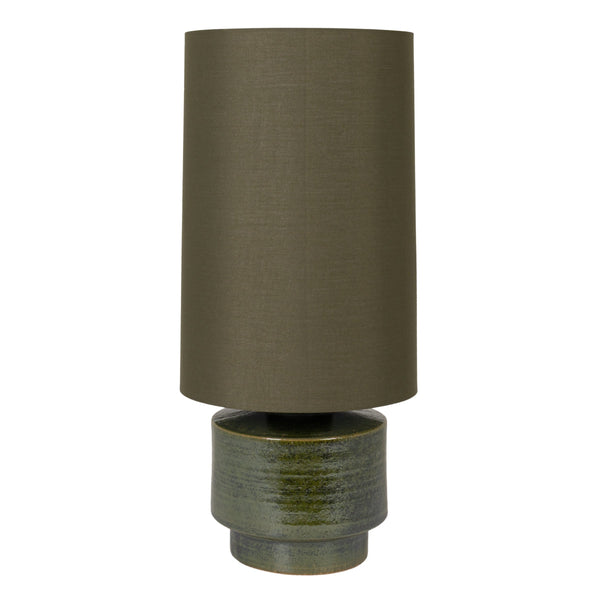 Rowena Interiors 28.75 Inch Handcrafted Stoneware Table Lamp with Linen Drum Shade for Warm Ambient Glow EC2295