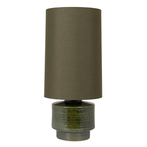 Rowena Interiors 28.75 Inch Handcrafted Stoneware Table Lamp with Linen Drum Shade for Warm Ambient Glow EC2295