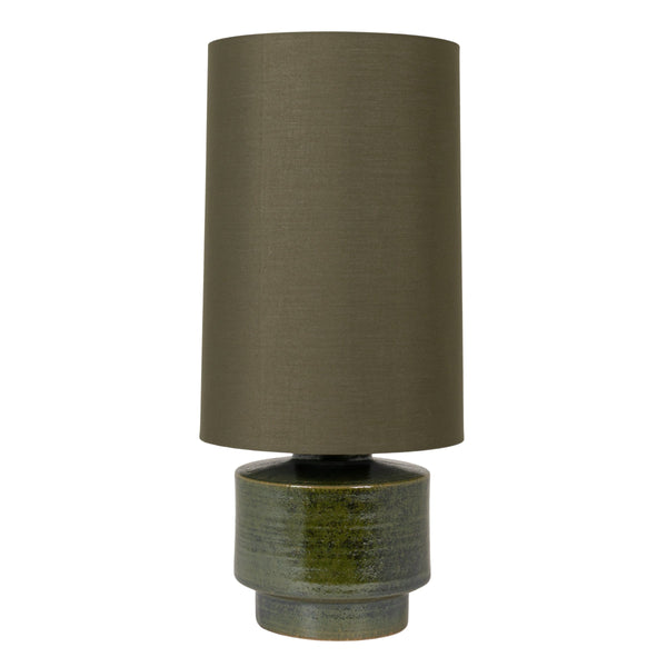 Rowena Interiors 28.75 Inch Handcrafted Stoneware Table Lamp with Linen Drum Shade for Warm Ambient Glow EC2295