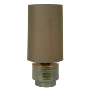 Rowena Interiors 28.75 Inch Handcrafted Stoneware Table Lamp with Linen Drum Shade for Warm Ambient Glow EC2295
