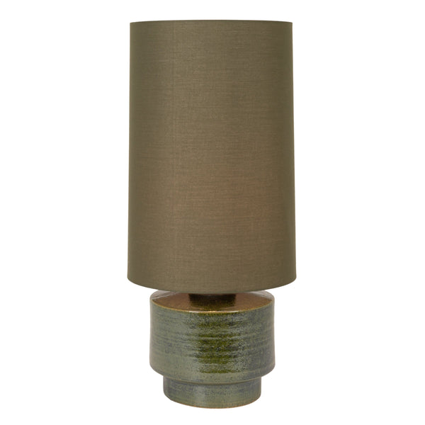 Rowena Interiors 28.75 Inch Handcrafted Stoneware Table Lamp with Linen Drum Shade for Warm Ambient Glow EC2295