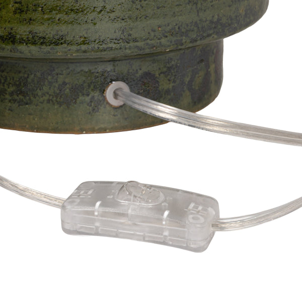 Rowena Interiors 28.75 Inch Handcrafted Stoneware Table Lamp with Linen Drum Shade for Warm Ambient Glow EC2295