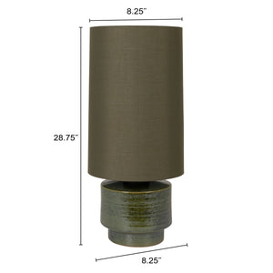 Rowena Interiors 28.75 Inch Handcrafted Stoneware Table Lamp with Linen Drum Shade for Warm Ambient Glow EC2295