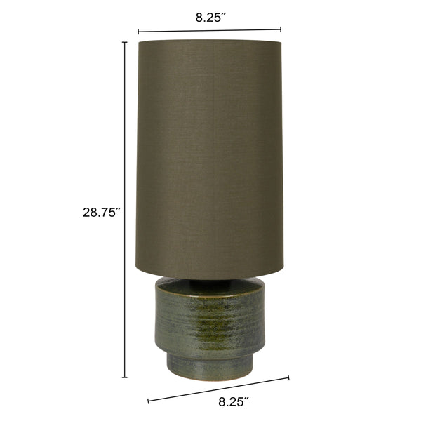 Rowena Interiors 28.75 Inch Handcrafted Stoneware Table Lamp with Linen Drum Shade for Warm Ambient Glow EC2295