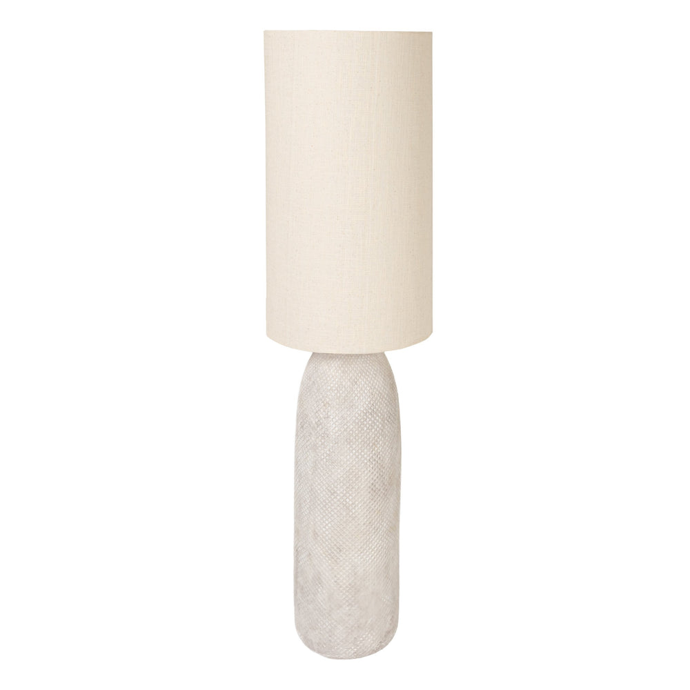 Rowena Interiors 43.75 Inch Artisan Stoneware Base Floor Lamp with Natural Linen Drum Shade for Modern Interiors EC2297