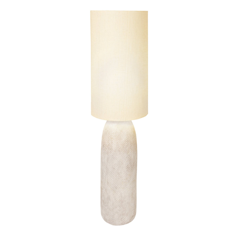 Rowena Interiors 43.75 Inch Artisan Stoneware Base Floor Lamp with Natural Linen Drum Shade for Modern Interiors EC2297