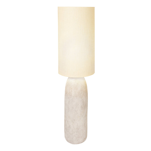 Rowena Interiors 43.75 Inch Artisan Stoneware Base Floor Lamp with Natural Linen Drum Shade for Modern Interiors EC2297