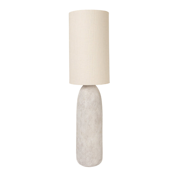 Rowena Interiors 43.75 Inch Artisan Stoneware Base Floor Lamp with Natural Linen Drum Shade for Modern Interiors EC2297