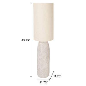 Rowena Interiors 43.75 Inch Artisan Stoneware Base Floor Lamp with Natural Linen Drum Shade for Modern Interiors EC2297