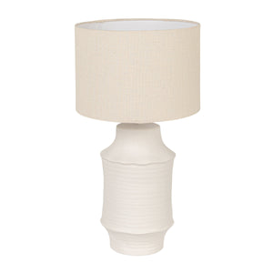 Rowena Interiors 19.75 Inch Handcrafted Stoneware Table Lamp with Linen Drum Shade for Coastal Farmhouse EC2298