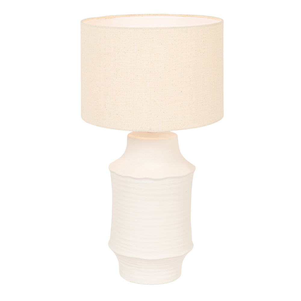 Rowena Interiors 19.75 Inch Handcrafted Stoneware Table Lamp with Linen Drum Shade for Coastal Farmhouse EC2298