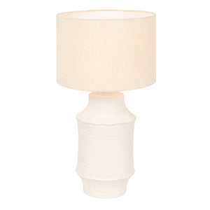 Rowena Interiors 19.75 Inch Handcrafted Stoneware Table Lamp with Linen Drum Shade for Coastal Farmhouse EC2298