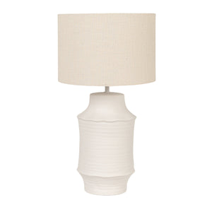 Rowena Interiors 19.75 Inch Handcrafted Stoneware Table Lamp with Linen Drum Shade for Coastal Farmhouse EC2298