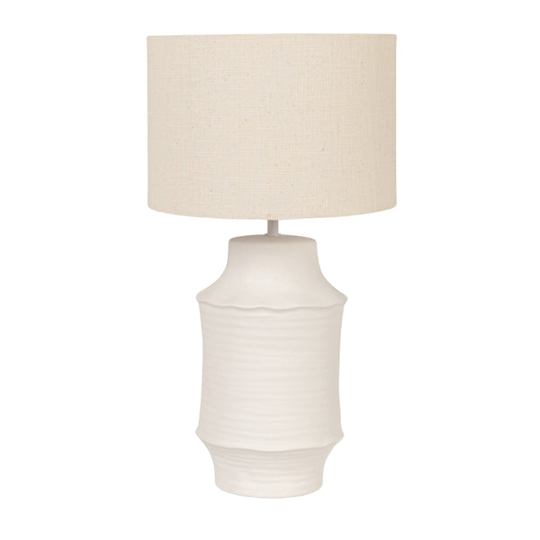 Rowena Interiors 19.75 Inch Handcrafted Stoneware Table Lamp with Linen Drum Shade for Coastal Farmhouse EC2298