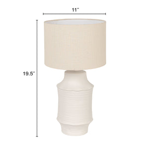 Rowena Interiors 19.75 Inch Handcrafted Stoneware Table Lamp with Linen Drum Shade for Coastal Farmhouse EC2298
