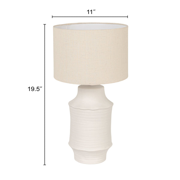 Rowena Interiors 19.75 Inch Handcrafted Stoneware Table Lamp with Linen Drum Shade for Coastal Farmhouse EC2298