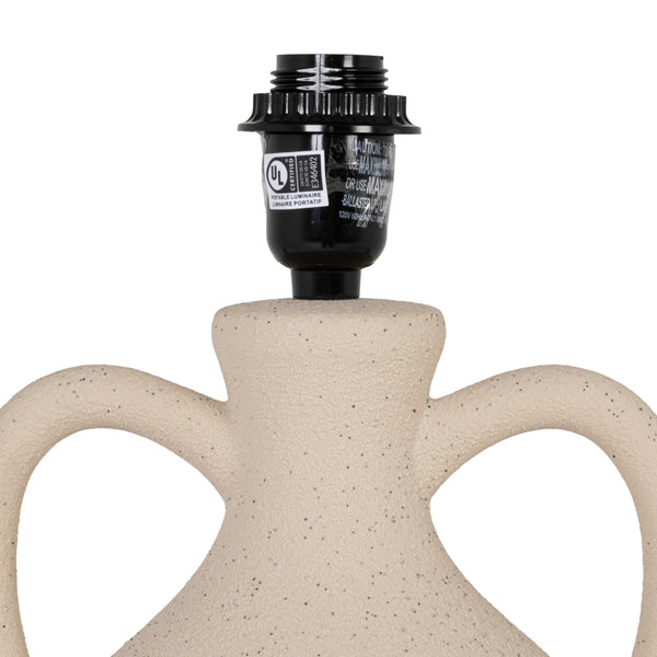 Rowena Interiors 19.5 Inch Handcrafted Stoneware Amphora Table Lamp with Linen Pleated Empire Shade EC2299