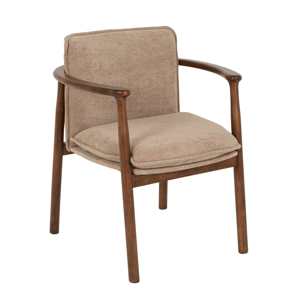 Rowena Interiors Rubberwood Sculptural Arm Dining Chair Plush Seat Mid-Century Scandinavian Style EC2301